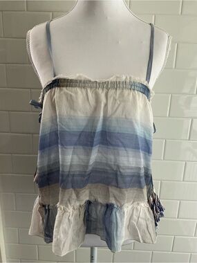 Lemlem top Blue and Cream Striped Lightweight Swim Coverup